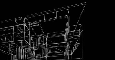 Mimari sanat konseptinde soyut çizgiler, minimum geometrik şekiller. 