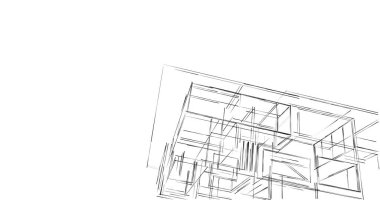 Mimari sanat konseptinde soyut çizgiler, minimum geometrik şekiller. 