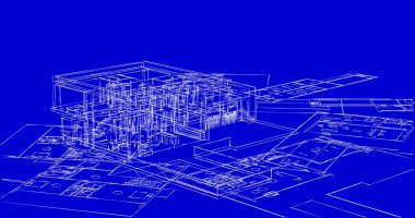 Mimari sanat konseptinde soyut çizgiler, minimum geometrik şekiller. 