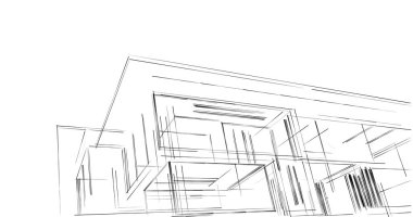 Mimari sanat konseptinde soyut çizgiler, minimum geometrik şekiller. 