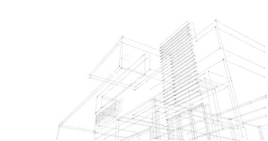 Arkaplanda mimari bina 3d illüstrasyon