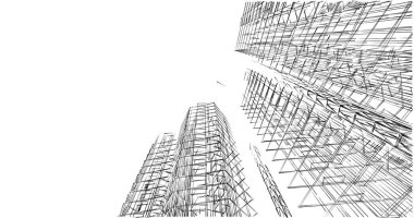 Mimari sanat konseptinde soyut çizgiler, minimum geometrik şekiller. 