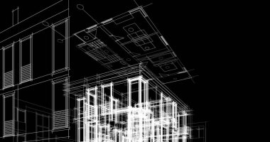 Mimari sanat konseptinde soyut çizgiler, minimum geometrik şekiller. 