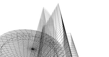 Mimari sanat konseptinde soyut çizgiler, minimum geometrik şekiller. 