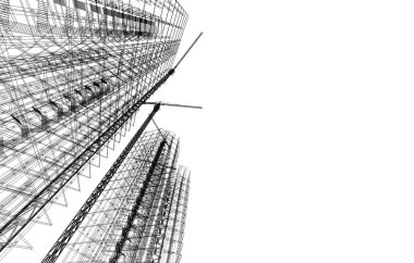 Mimari sanat konseptinde soyut çizgiler, minimum geometrik şekiller. 