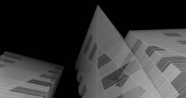 Mimari sanat konseptinde soyut çizgiler, minimum geometrik şekiller. 