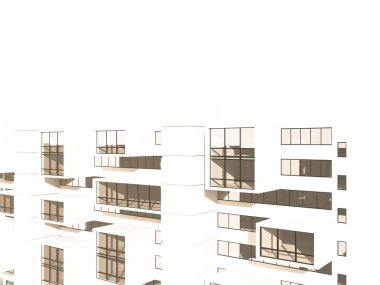 Arkaplanda mimari bina 3d illüstrasyon