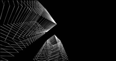 Mimari sanat konseptinde soyut çizgiler, minimum geometrik şekiller. 