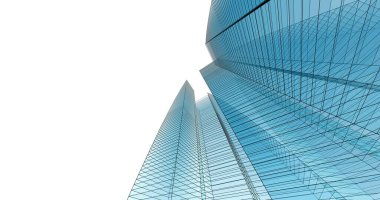 Arkaplanda mimari bina 3d illüstrasyon