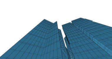 Arkaplanda mimari bina 3d illüstrasyon