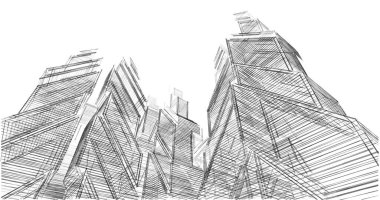 Mimari sanat konseptinde soyut çizgiler, minimum geometrik şekiller. 