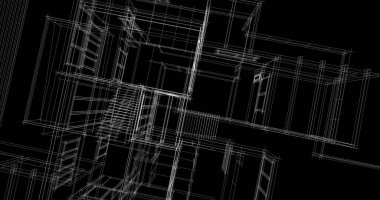 Arkaplanda mimari bina 3d illüstrasyon