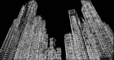 Mimari sanat konseptinde soyut çizgiler, minimum geometrik şekiller. 