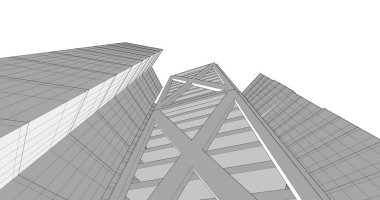 Arkaplanda mimari bina 3d illüstrasyon