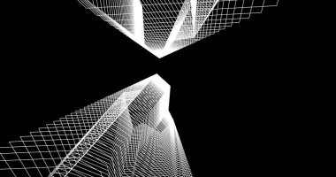 Mimari sanat konseptinde soyut çizgiler, minimum geometrik şekiller. 