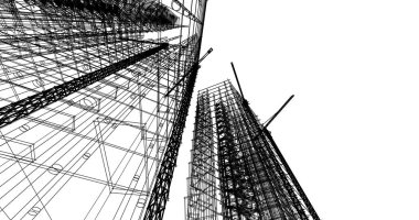 Mimari sanat konseptinde soyut çizgiler, minimum geometrik şekiller. 