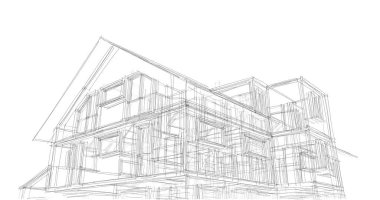 Mimari sanat konseptinde soyut çizgiler, minimum geometrik şekiller. 