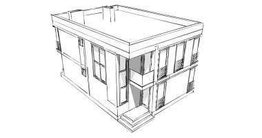 Arkaplanda mimari bina 3d illüstrasyon