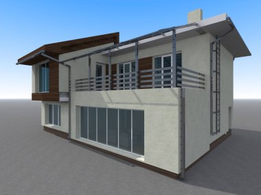 Arkaplanda mimari bina 3d illüstrasyon