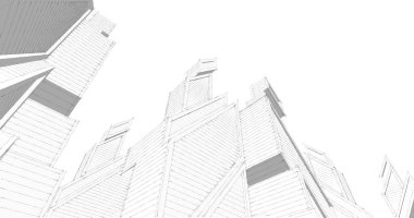 Mimari sanat konseptinde soyut çizgiler, minimum geometrik şekiller. 