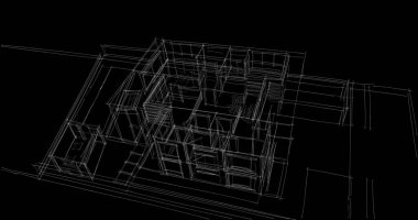 Arkaplanda mimari bina 3d illüstrasyon