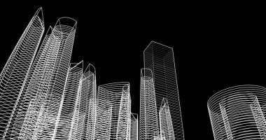 soyut mimari duvar kağıdı tasarımı, dijital konsept arkaplan