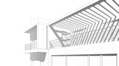 Mimari sanat konseptinde soyut çizgiler, minimum geometrik şekiller. 