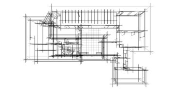 Mimari sanat konseptinde soyut çizgiler, minimum geometrik şekiller. 