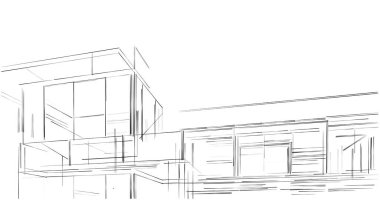 Mimari sanat konseptinde soyut çizgiler, minimum geometrik şekiller. 