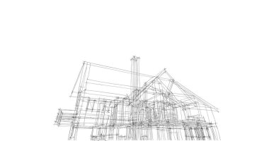 Mimari sanat konseptinde soyut çizgiler, minimum geometrik şekiller. 