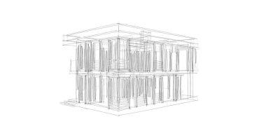 Arkaplanda mimari bina 3d illüstrasyon