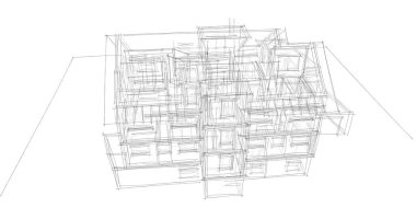 Mimari sanat konseptinde soyut çizgiler, minimum geometrik şekiller. 