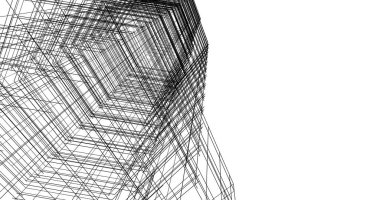 Arkaplanda mimari bina 3d illüstrasyon