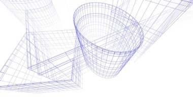Mimari sanat konseptinde soyut çizgiler, minimum geometrik şekiller. 