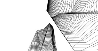 Mimari sanat konseptinde soyut çizgiler, minimum geometrik şekiller. 