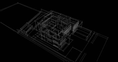 Arkaplanda mimari bina 3d illüstrasyon