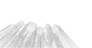 Arkaplanda mimari bina 3d illüstrasyon