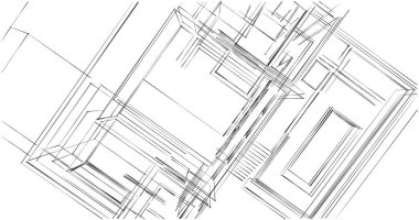 Arkaplanda mimari bina 3d illüstrasyon