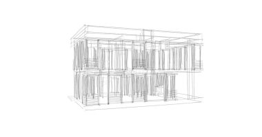 Arkaplanda mimari bina 3d illüstrasyon