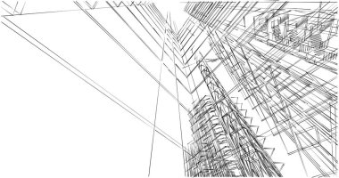 Mimari sanat konseptinde soyut çizgiler, minimum geometrik şekiller. 