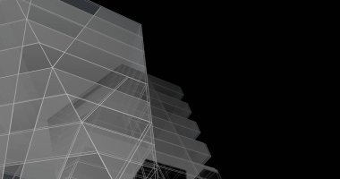 Mimari sanat konseptinde soyut çizgiler, minimum geometrik şekiller. 