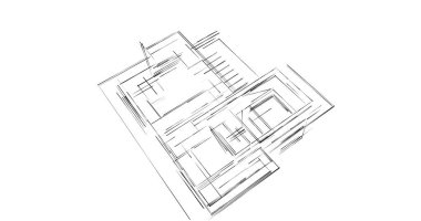 Mimari sanat konseptinde soyut çizgiler, minimum geometrik şekiller. 