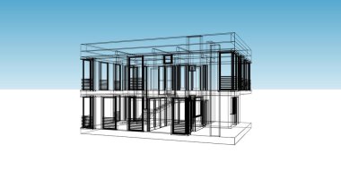Mimari sanat konseptinde soyut çizgiler, minimum geometrik şekiller. 