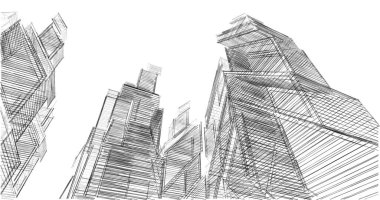 Mimari sanat konseptinde soyut çizgiler, minimum geometrik şekiller. 