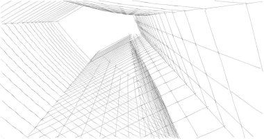 Mimari sanat konseptinde soyut çizgiler, minimum geometrik şekiller. 