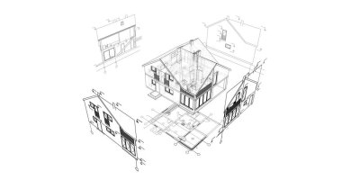 Mimari sanat konseptinde soyut çizgiler, minimum geometrik şekiller. 