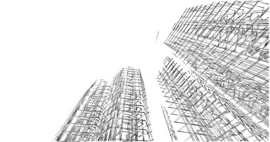 Mimari sanat konseptinde soyut çizgiler, minimum geometrik şekiller. 