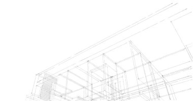 Arkaplanda mimari bina 3d illüstrasyon