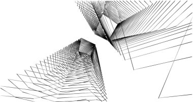 Mimari sanat konseptinde soyut çizgiler, minimum geometrik şekiller. 