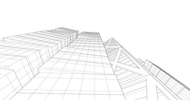 Arkaplanda mimari bina 3d illüstrasyon